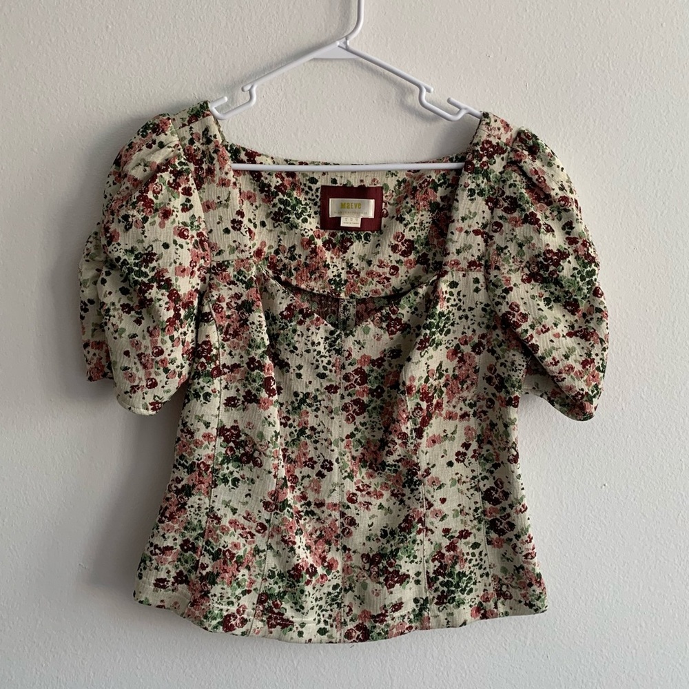 Anthropologie Maeve Alchemy Floral Puff Sleeve Top